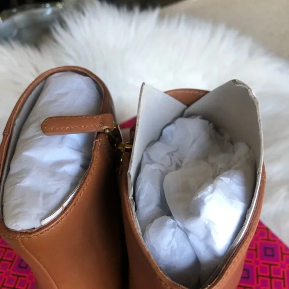 Tory Burch Brooke 70MM Bootie Calf Leather Tan 8